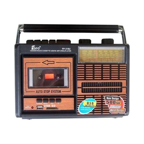 FB-319U USB SD MP3 Çalar Bluetooth Şarjlı Nostaljik Radyo Kaset Çalar