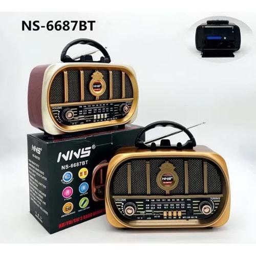 NNS NS-6687BT Usb/Sd Mp3 Çalar Bluetooth Şarjlı Nostaljik Radyo