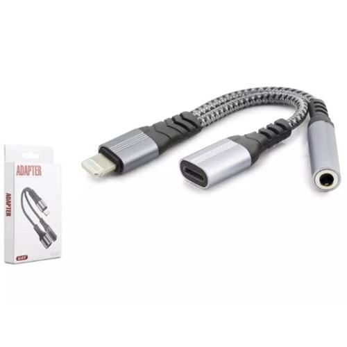 Hadron Gj-012 Lightning To Type-C + 3.5Mm F Kablo Siyah