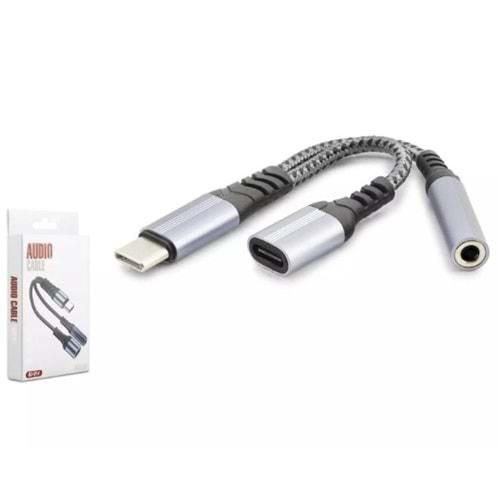 Hadron Gj-014 Type-C To Type-C + 3.5Mm F Kablo Audio Siyah