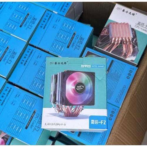 Versatile F2 2 Fan 4 Bakır Borulu RGB Renkli Kule Tipi Siyah Cpu Fan