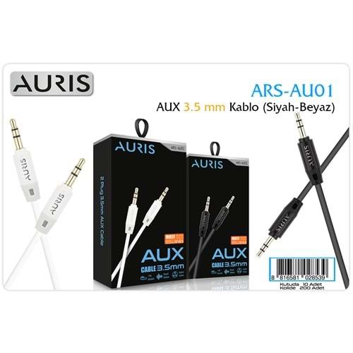 Auris ARS-AU01 Siyah/Beyaz 1mt Aux Kablo