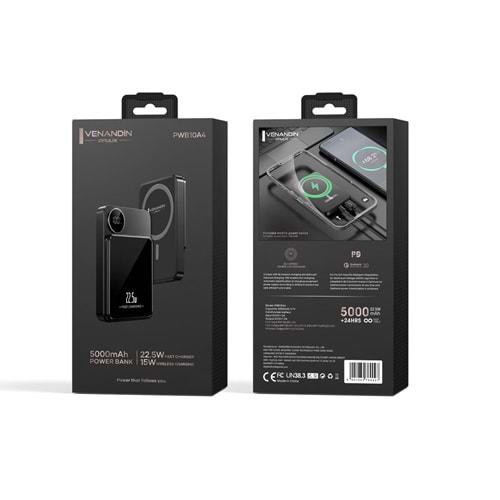 Venandin Opulix PWB10A4 5.000 Mah Led Göstergeli 22.5w Magsafe Hızlı Kendinden kablolu Powerbank