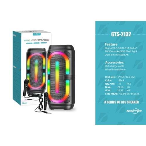 GTS-2132 RGB Işıklı Mikrofonlu Bluetooth Hoparlör Speaker