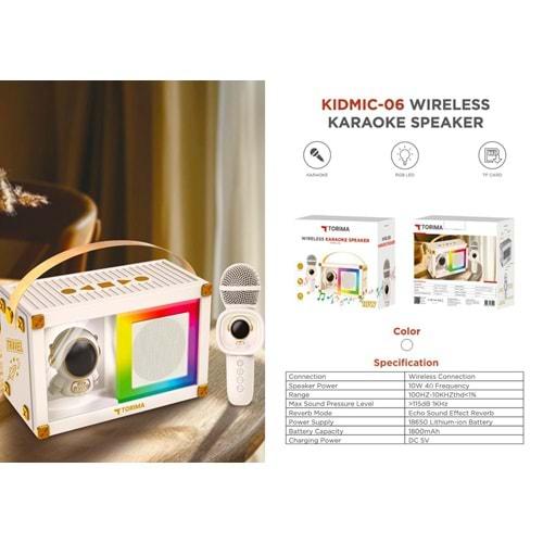 Torima KIDMIC-06 Beyaz RGB Astronot Figürlü Mikrofonlu Karaoke Bluetooth Hoparlör