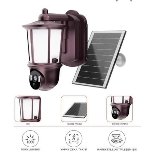 Torima CMR29 Şarjlı Duvar Lambası Görünümlü Gizli Dış Mekan Kamerası Akıllı IP Güneş Enerjili Kamera