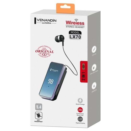 Venandin Luxora LX70 Makaralı Titreşimli Dijital Bluetooth Kulaklık