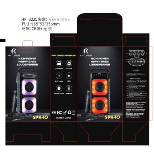 Katjmer SPK-10 RGB Mikrofonlu 3X2 Usb/Bluetooth Müzik kutusu